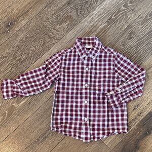Janie and Jack Burgundy and White Checkered Button Down Shirt